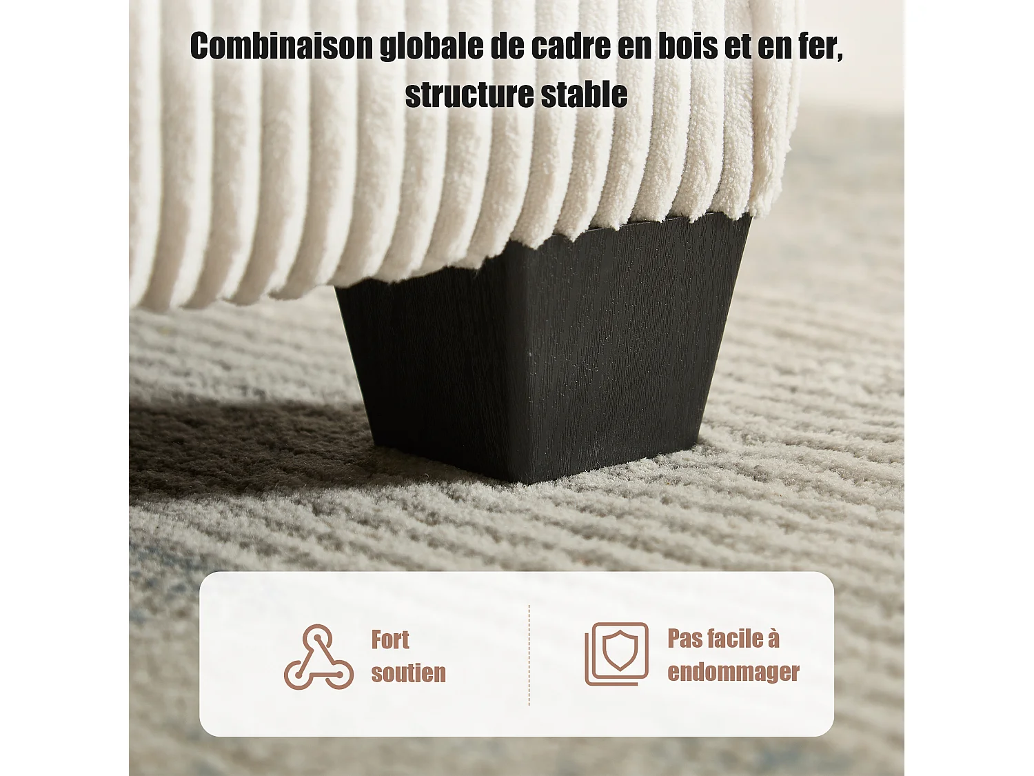 Canapé d'Angle Modulable 6 Places en Velours Beige - Modulable à Volonté - Design contemporain