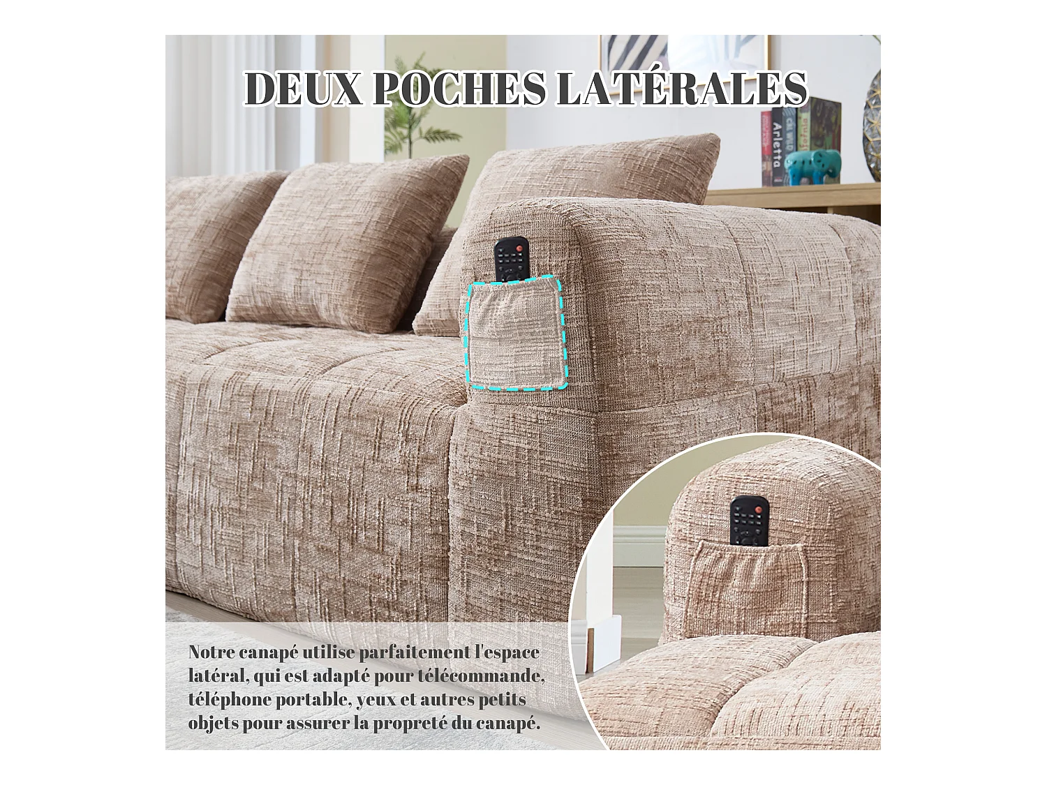 Modulaire hoekbank (chaise longue + bank) - Omvormbaar tot L, U of bed - Multifunctioneel ontwerp