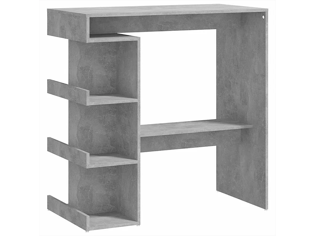 Mesa de bar con estante de almacenamiento, gris hormigón, madera de ingeniería