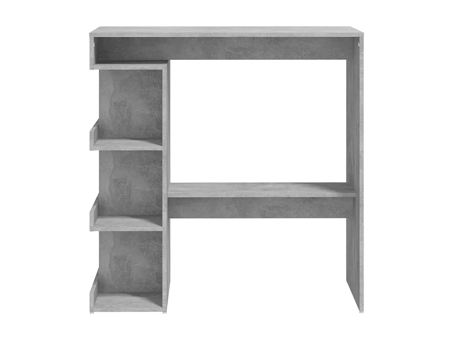 Mesa de bar con estante de almacenamiento, gris hormigón, madera de ingeniería