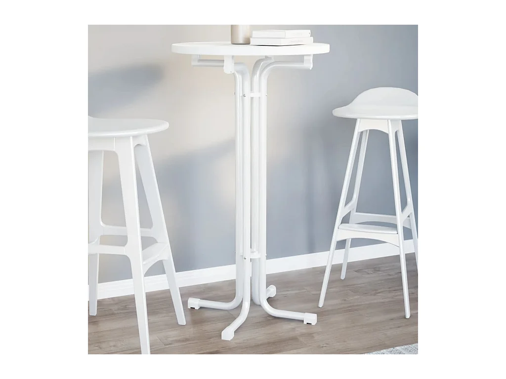 Table à manger blanc Ø60x110 cm bois d'ingénierie et acier