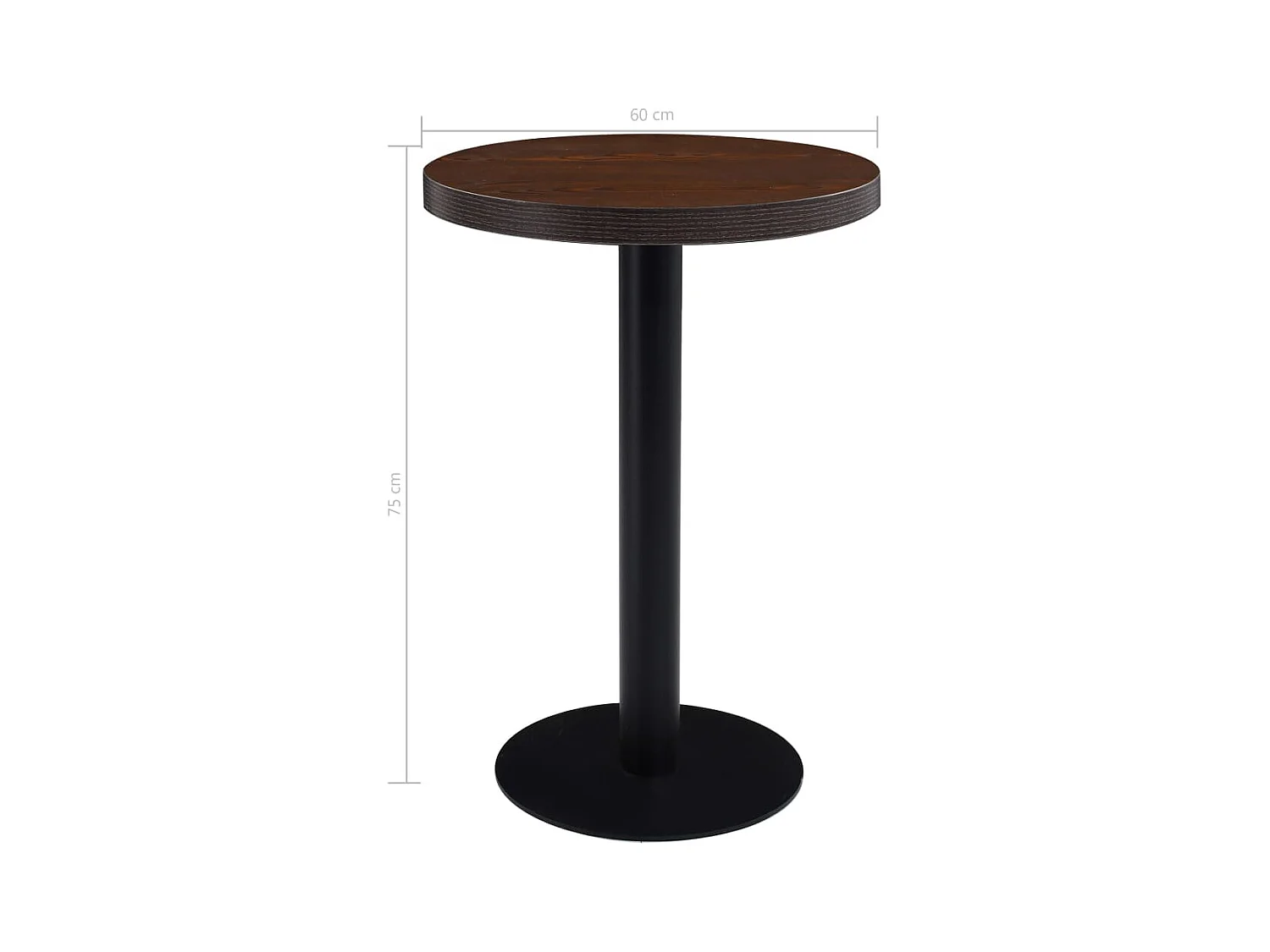 Mesa de bistró marrón oscuro de 60 cm de MDF