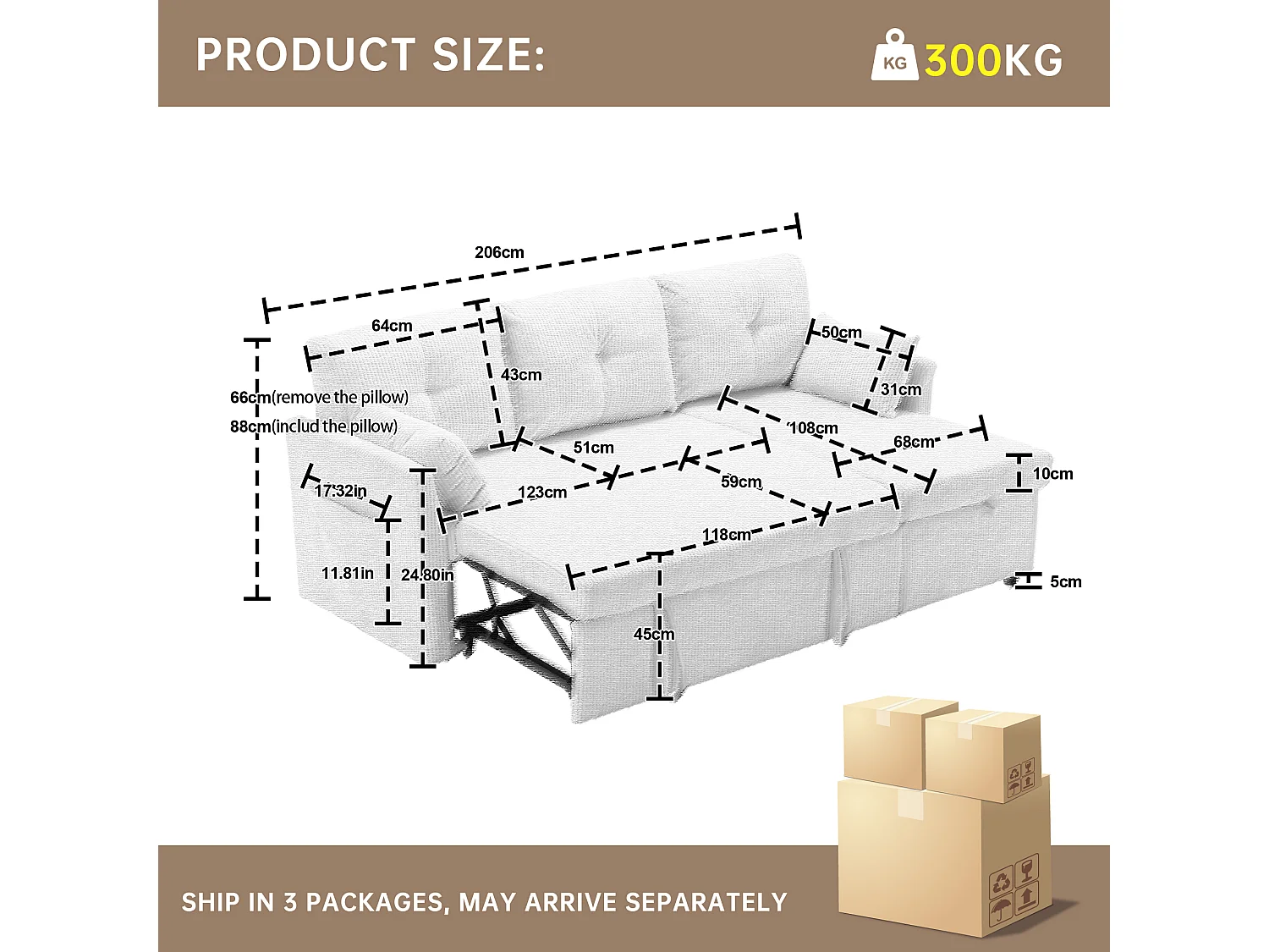 Allurex 1.0 - Canapé 3 Places d'Angle Convertible avec Rangement en Velours Gris  Rayé -  avec 2 Oreiller - 206x130x66-88cm