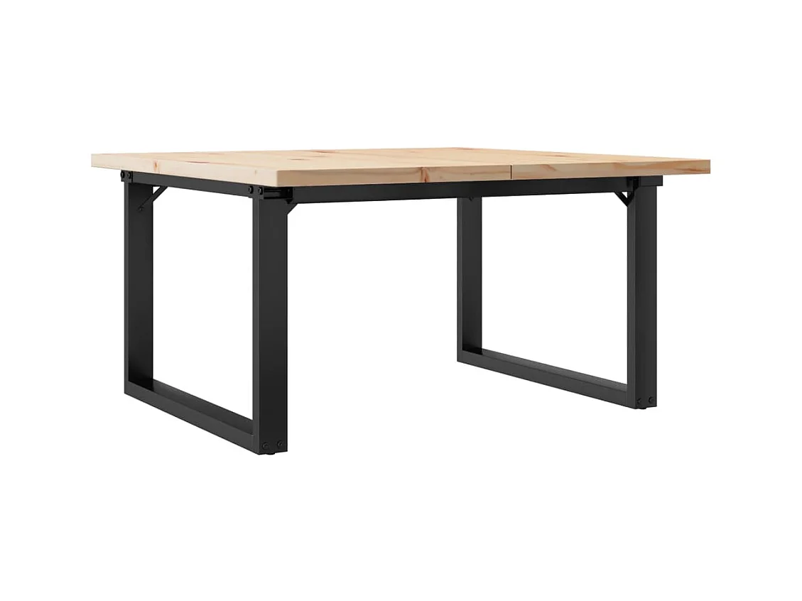 Table basse cadre en O 90x90x45,5cm bois de pin massif et acier