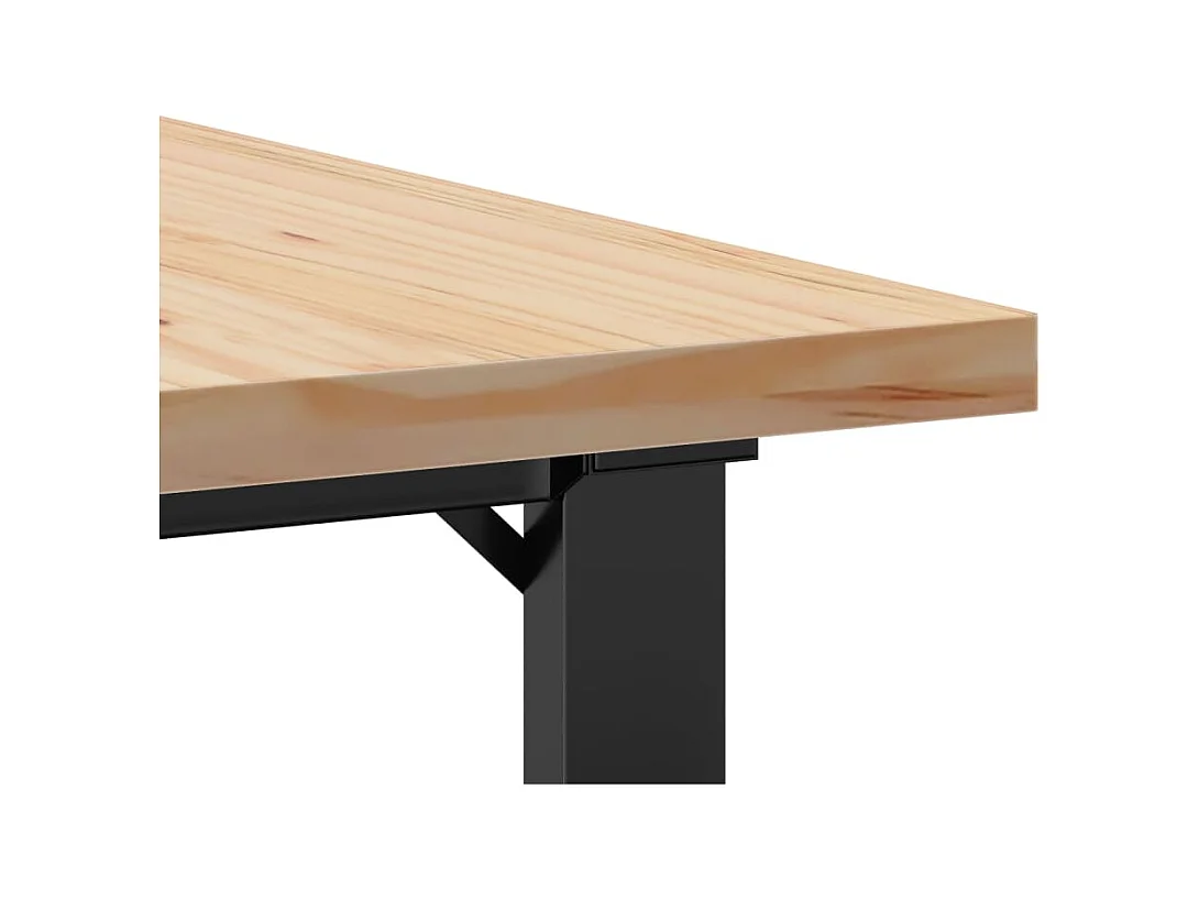 Table basse cadre en O 90x90x45,5cm bois de pin massif et acier
