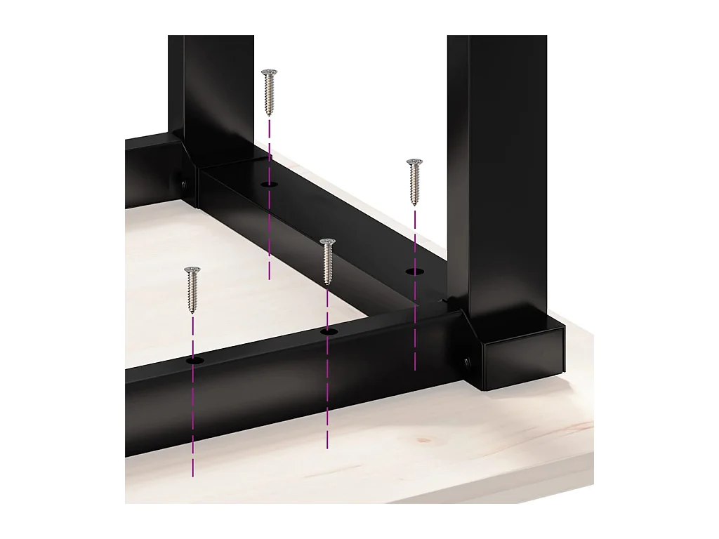 Table basse cadre en O 90x90x45,5cm bois de pin massif et acier