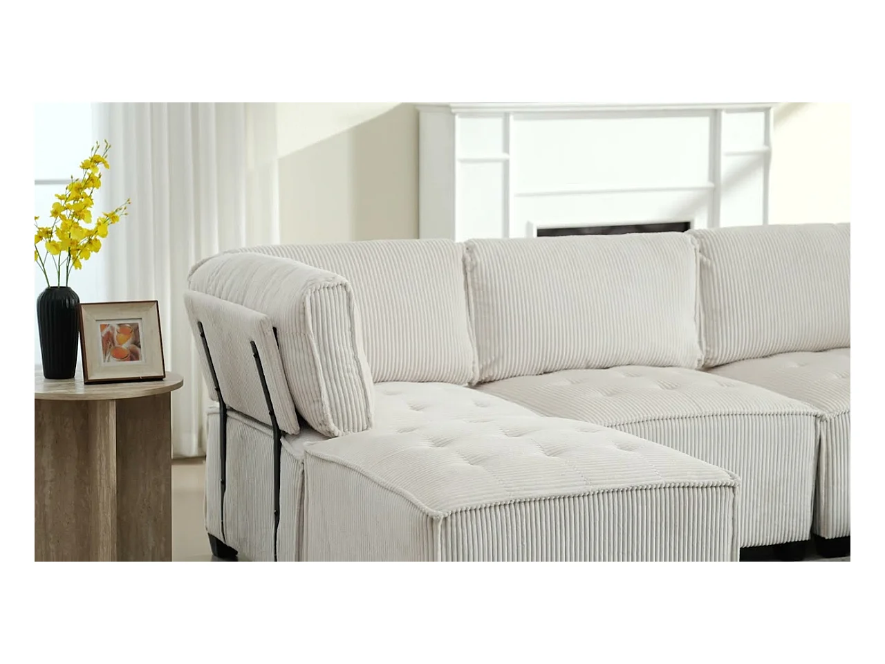 Canapé d'Angle Modulable 6 Places en Velours Gris - Modulable à Volonté - Design contemporain