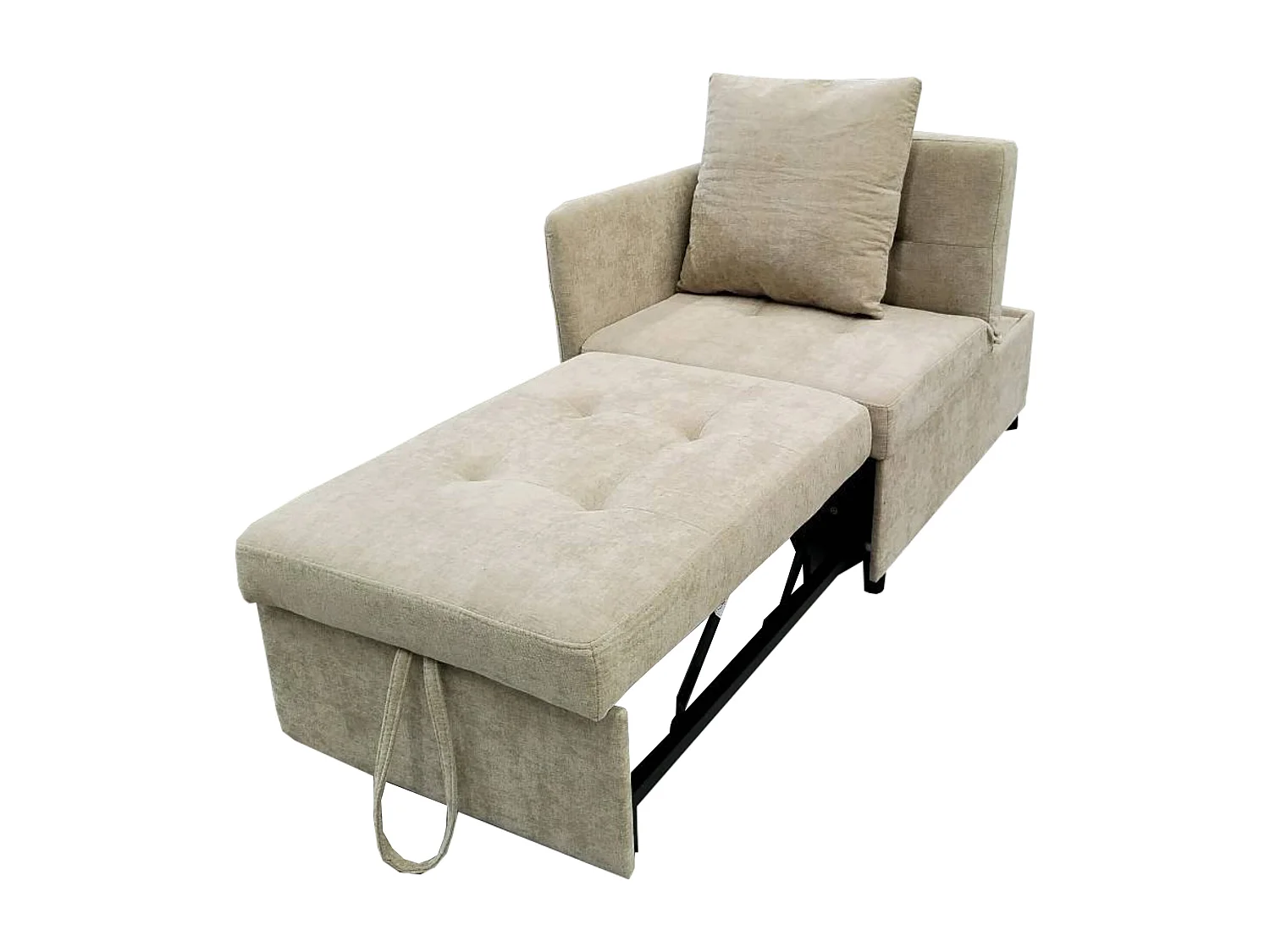 Sofá-cama acolchado 177x68x65 cm - Sofá-cama multifuncional 3 en 1 - Lino - Respaldo ajustable - Beige