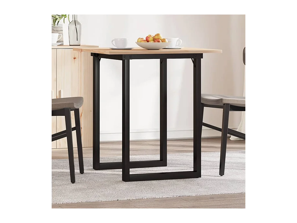 Table à manger cadre en O 60x60x75 cm bois de pin massif acier