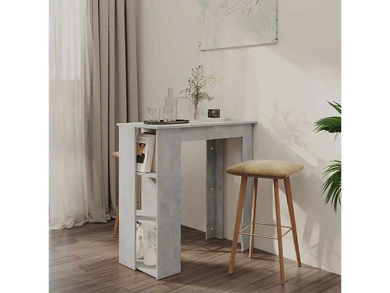 Table de bar avec étagère Gris béton Bois d'ingénierie