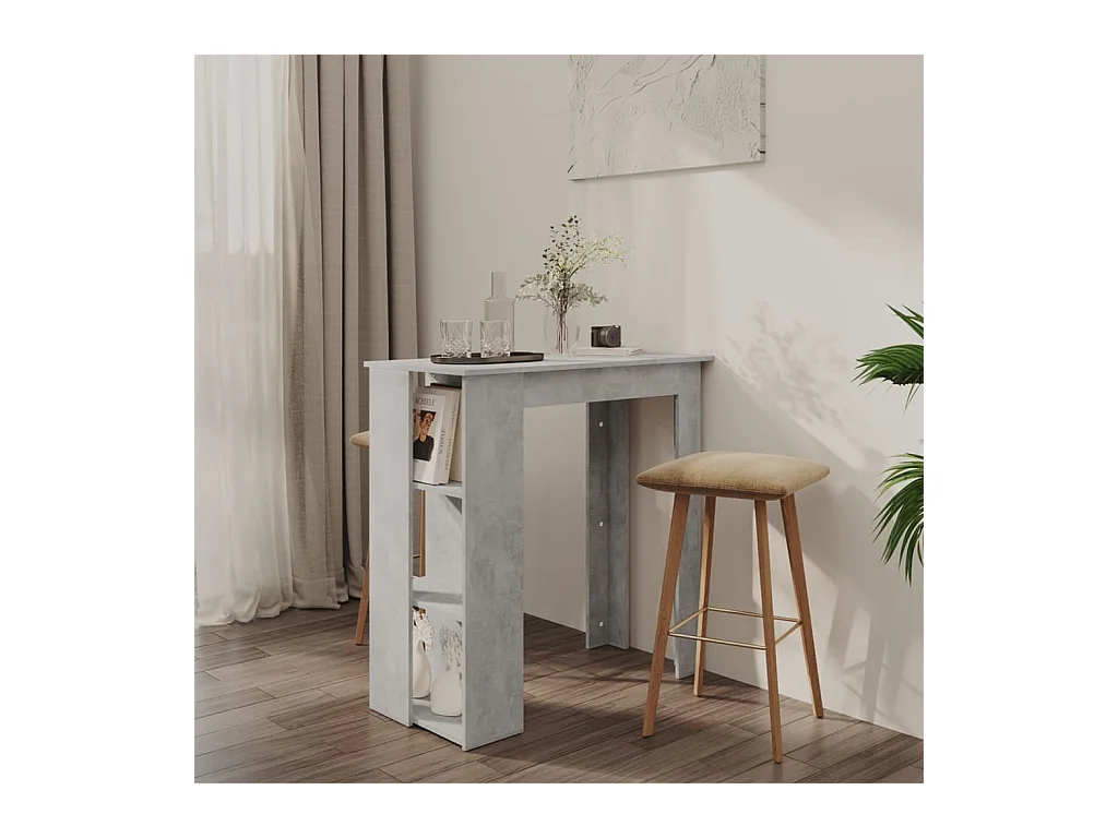 Table de bar avec étagère Gris béton Bois d'ingénierie