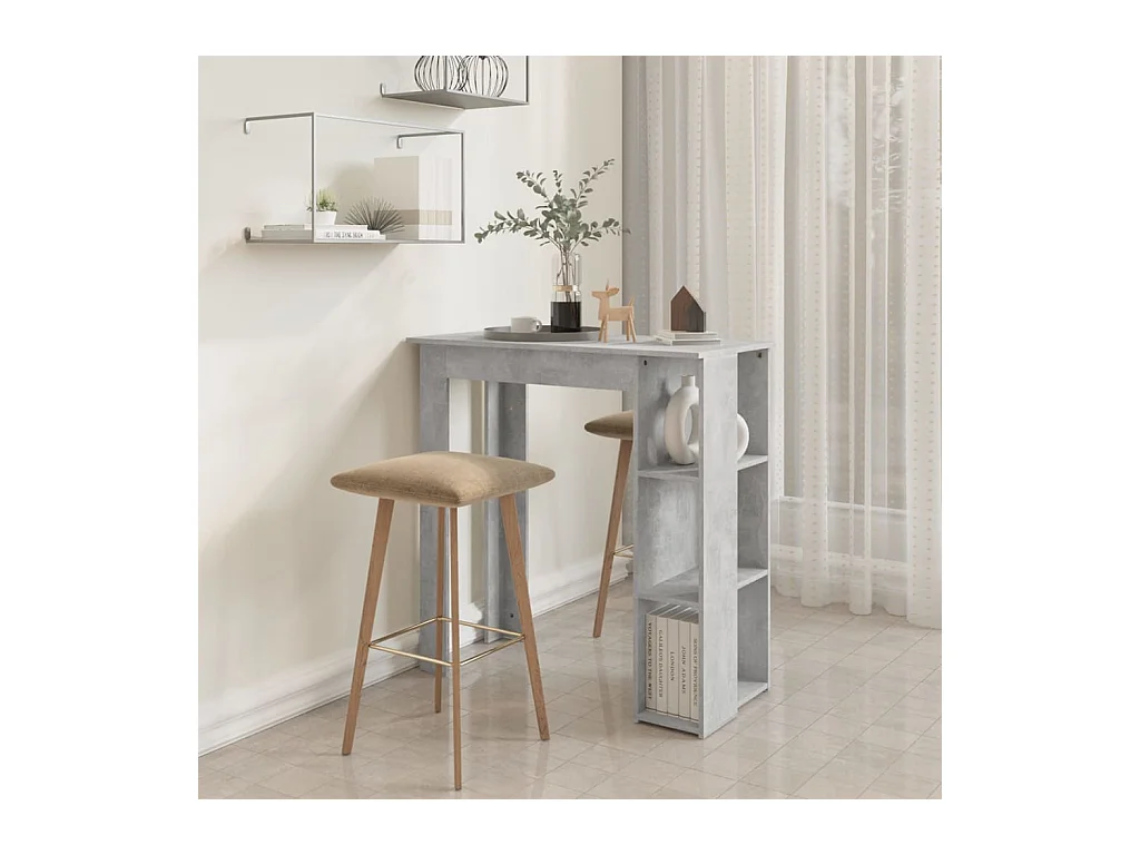 Table de bar avec étagère Gris béton Bois d'ingénierie