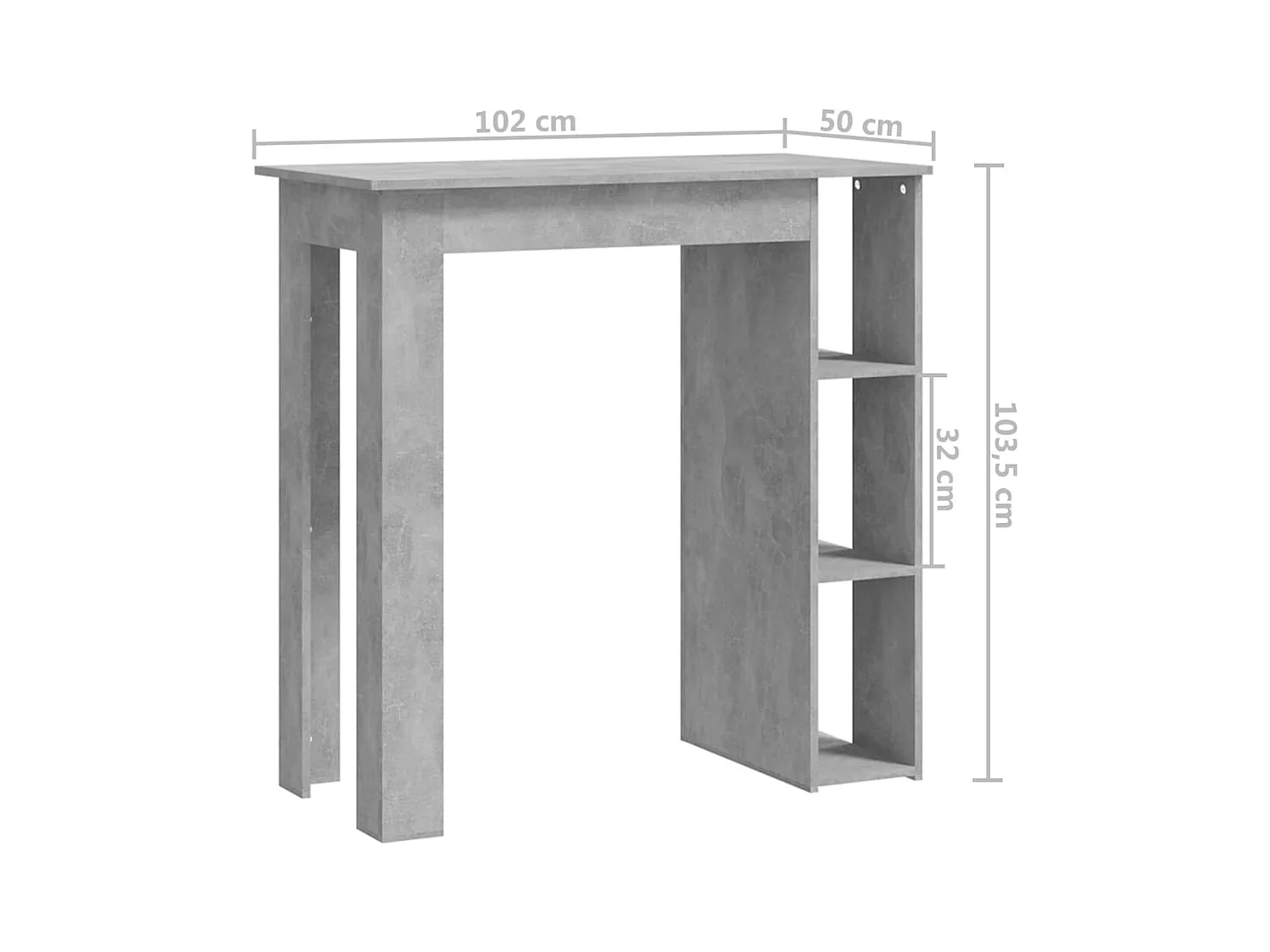 Table de bar avec étagère Gris béton Bois d'ingénierie