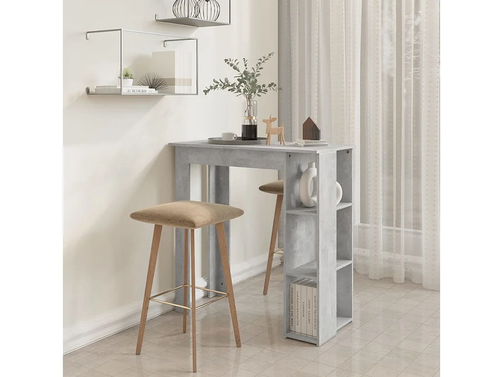 Mesa de bar con estante Madera de ingeniería gris hormigón