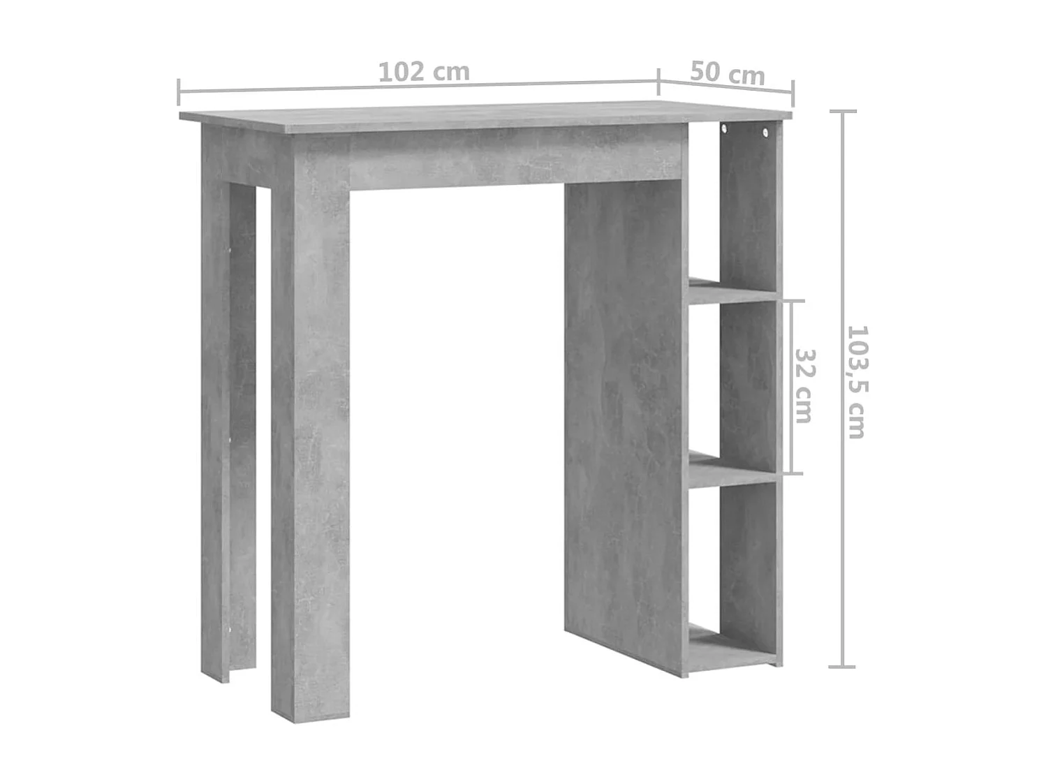 Mesa de bar con estante Madera de ingeniería gris hormigón
