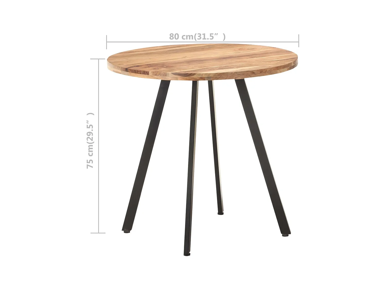 Mesa de comedor 80 cm Madera maciza de acacia