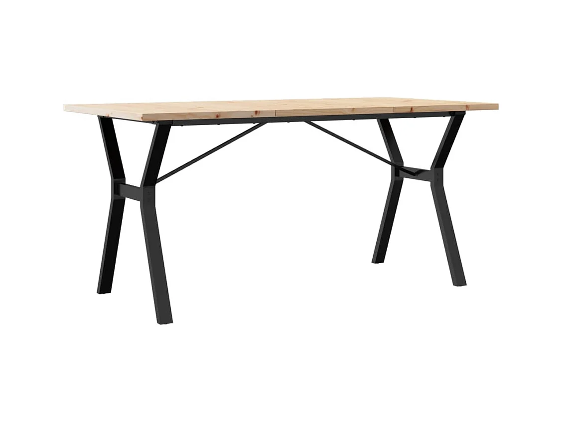 Table à manger cadre en Y 160x80x75,5 cm bois pin massif acier