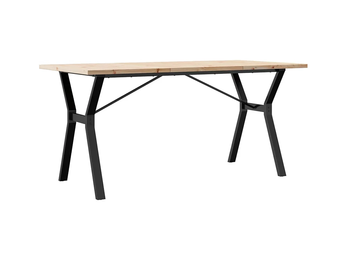 Table à manger cadre en Y 160x80x75,5 cm bois pin massif acier