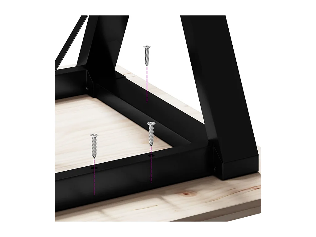 Table à manger cadre en Y 160x80x75,5 cm bois pin massif acier