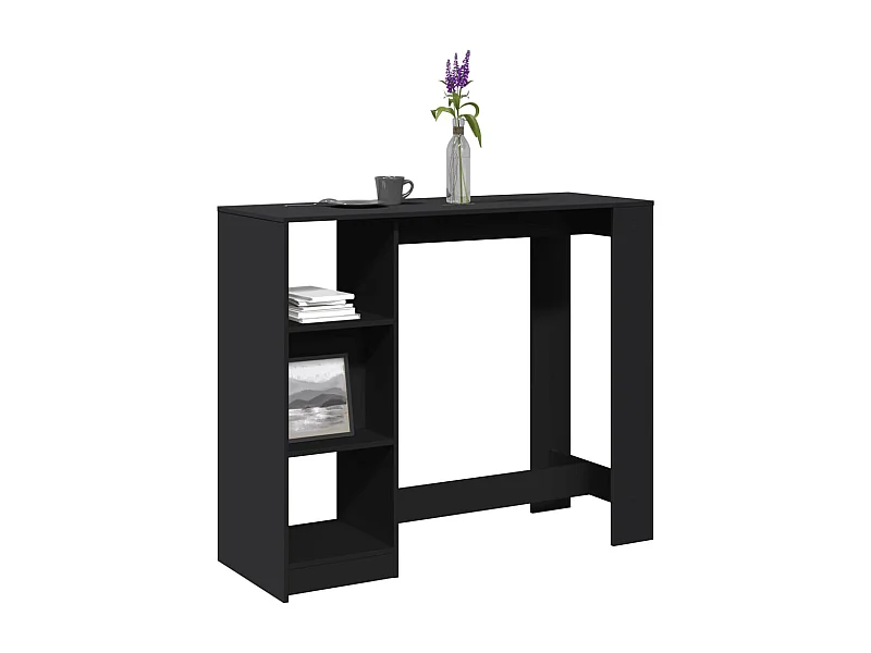 Bartafel met plank zwart 124x46x103,5cm bewerkt hout