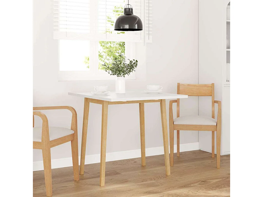 Mesa de comedor de madera maciza natural y caucho