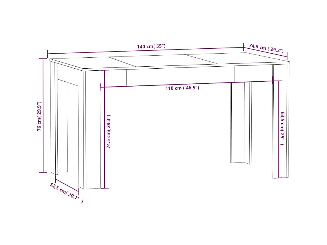 Table à dîner Sonoma gris 140x74,5x76 cm Bois d'ingénierie