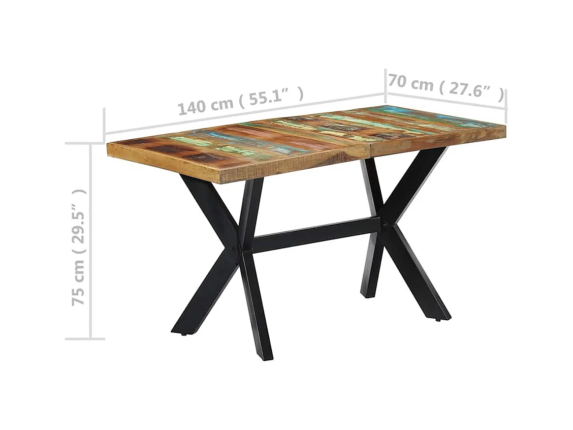 Table à manger 140x70x75 cm Bois de récupération massif