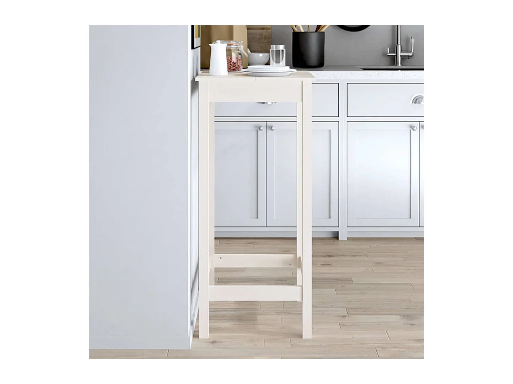 Table de bar blanc 50x50x110 cm bois massif de pin