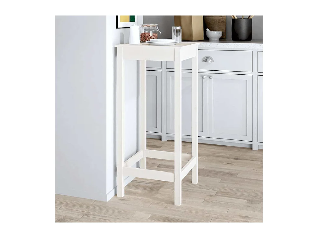 Table de bar blanc 50x50x110 cm bois massif de pin