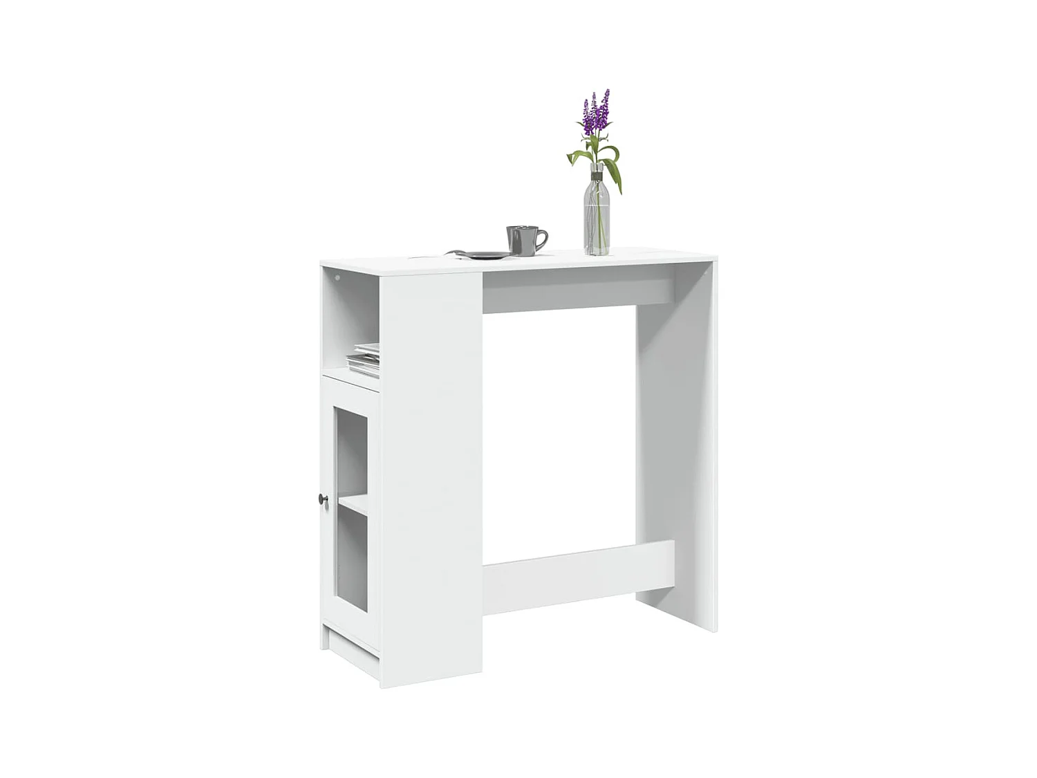 Table de bar avec étagères blanc bois d'ingénierie