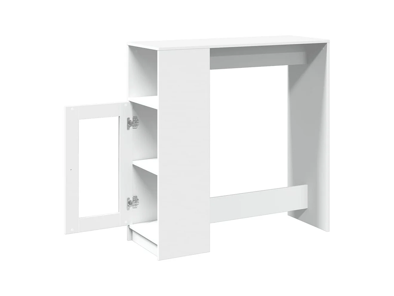 Table de bar avec étagères blanc bois d'ingénierie