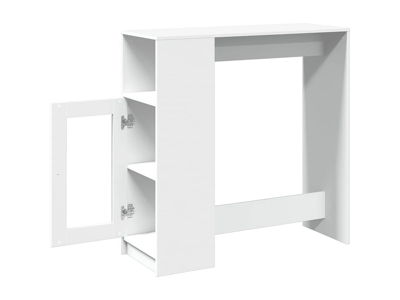 Mesa de bar con estantes de madera de ingeniería blanca