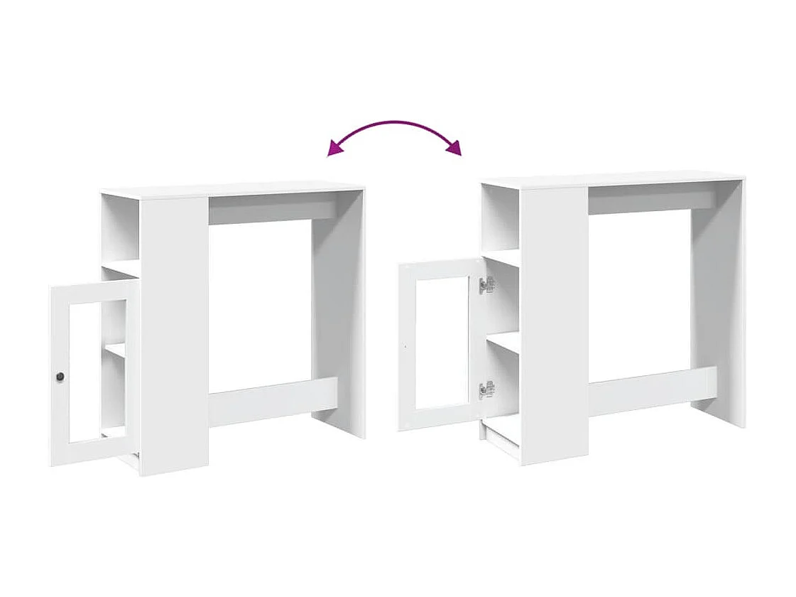 Mesa de bar con estantes de madera de ingeniería blanca