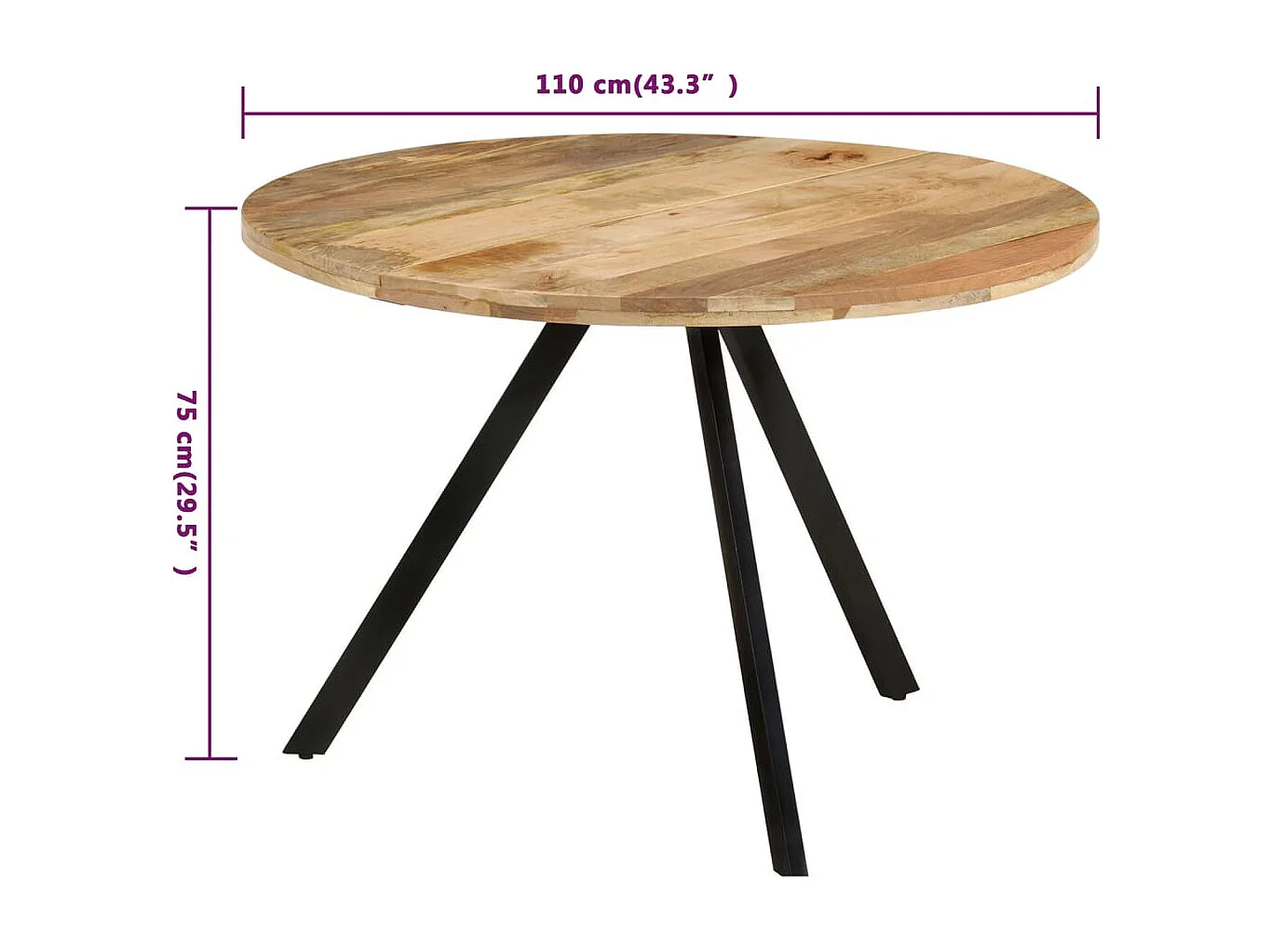 Mesa de comedor 110x75 cm Madera maciza de mango