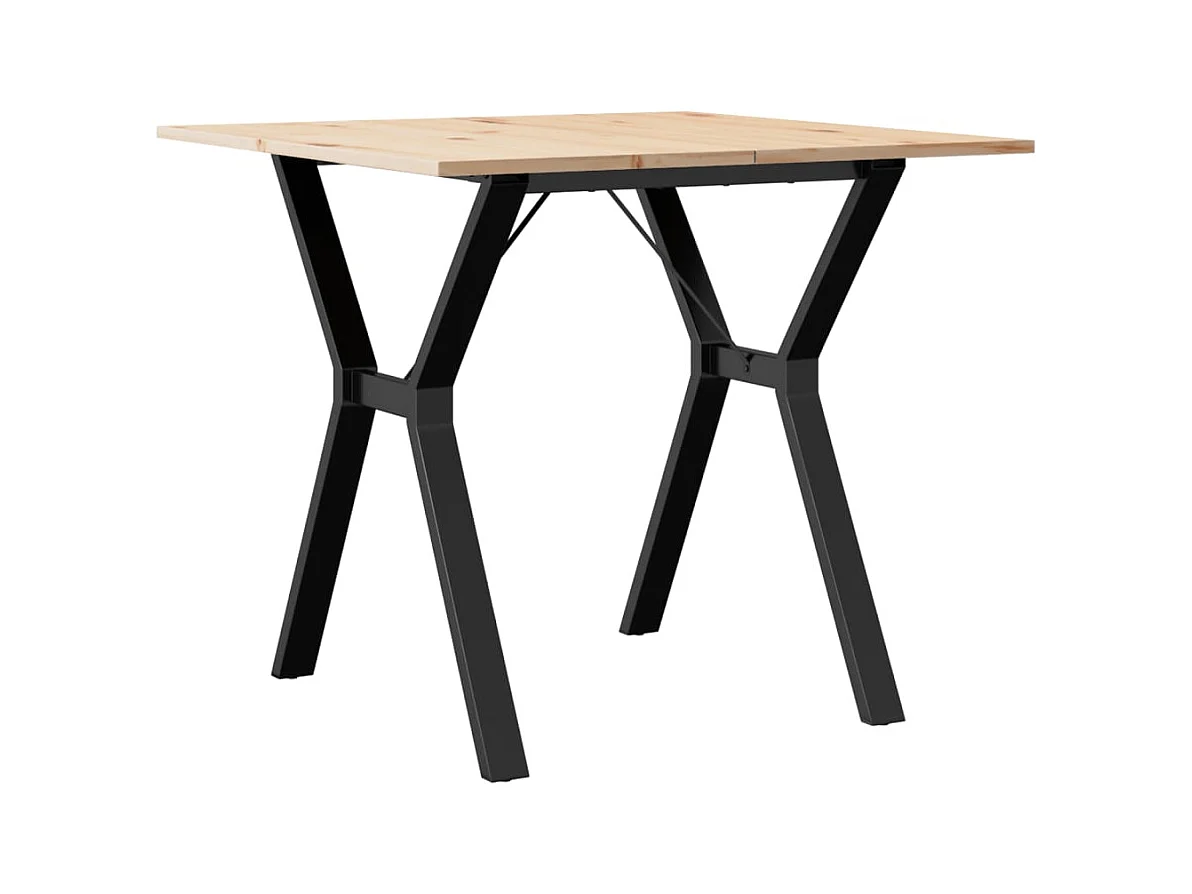 Table à manger cadre en Y 90x90x75 cm bois de pin massif acier
