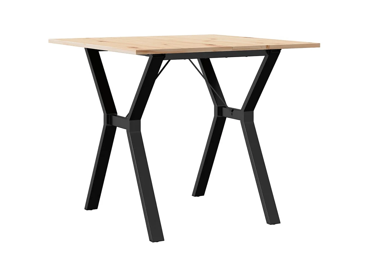 Table à manger cadre en Y 90x90x75 cm bois de pin massif acier