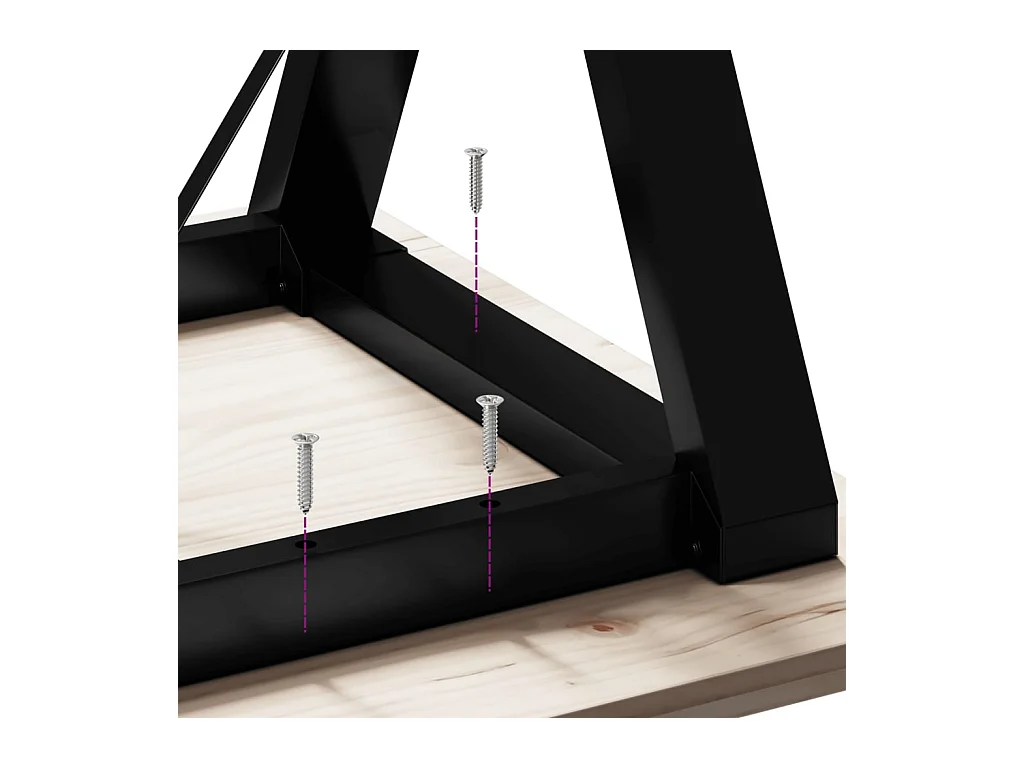 Table à manger cadre en Y 90x90x75 cm bois de pin massif acier