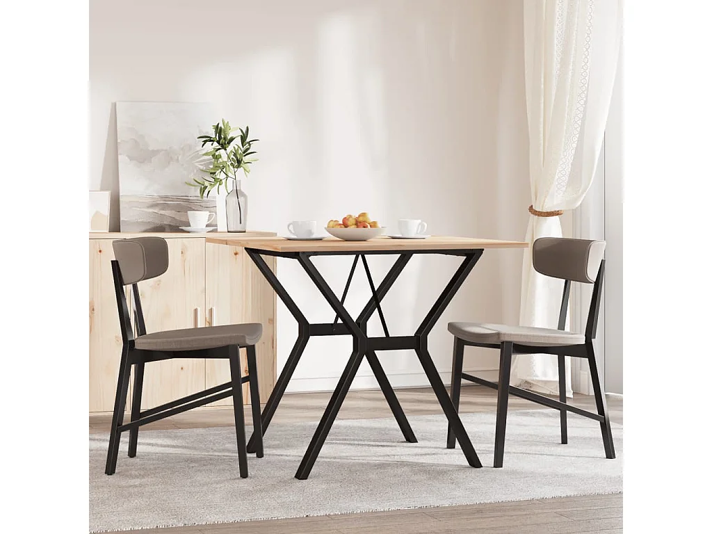 Mesa de comedor estructura en Y 90x90x75 cm madera maciza de pino acero