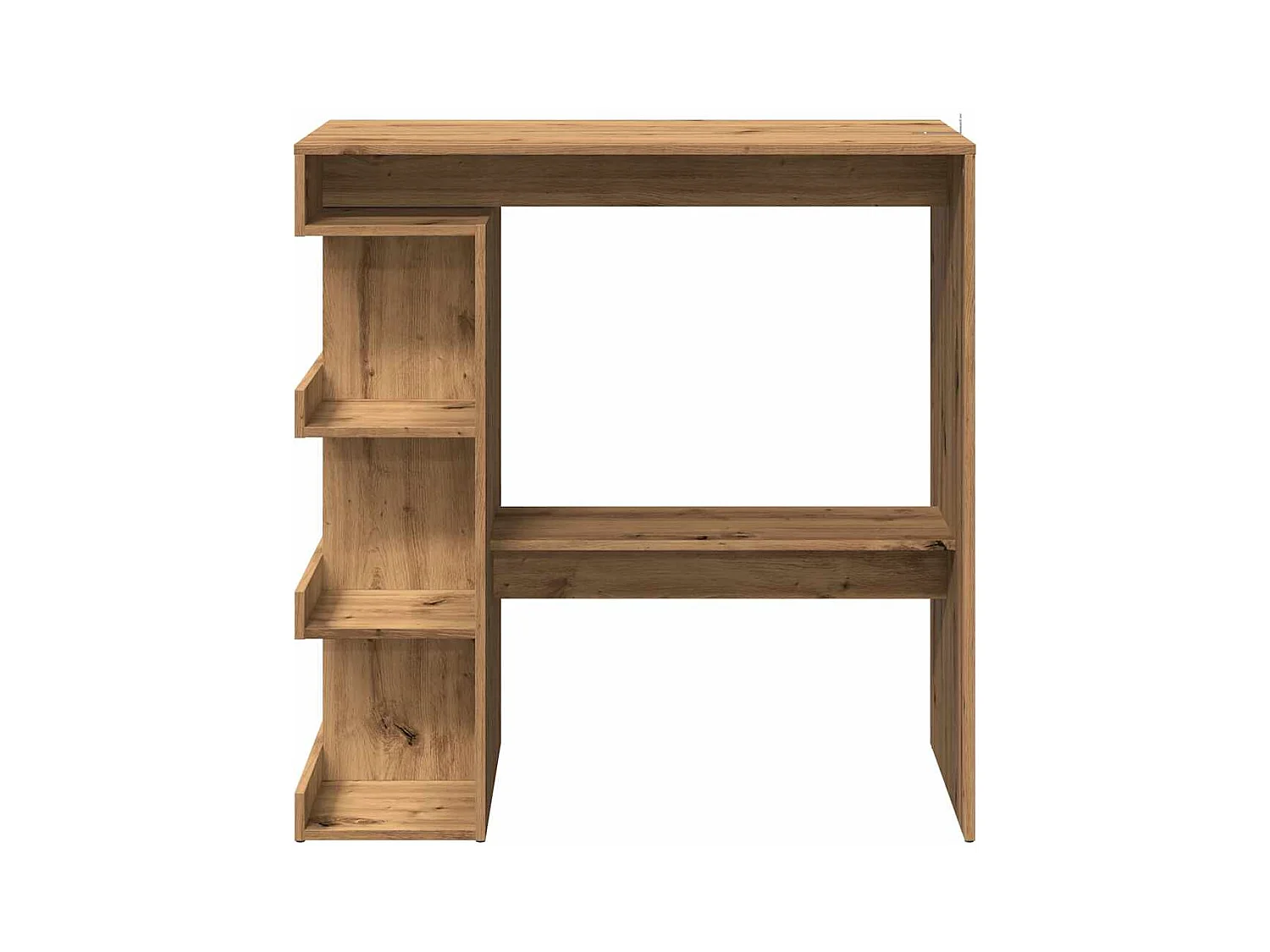Table de bar avec étagère de rangement chêne artisanal