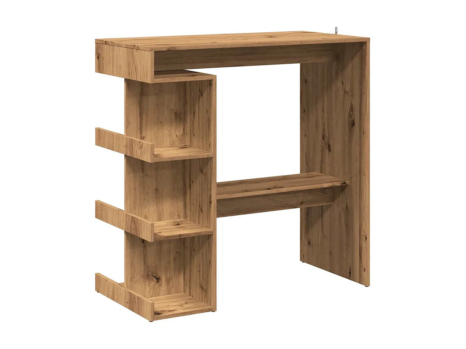 Mesa de bar con estante de almacenamiento, roble hecho a mano