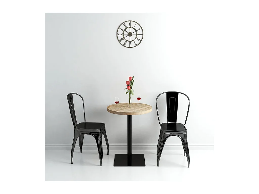 Mesa bistro de MDF y acero Redonda 60 x 75 cm Color roble