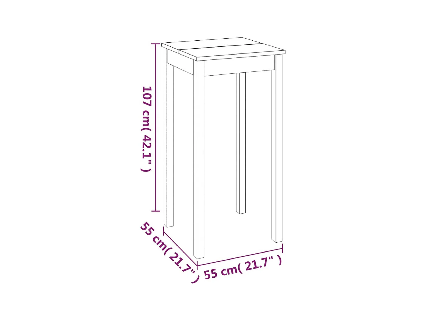 Table de bar MDF noir 55x55x107 cm