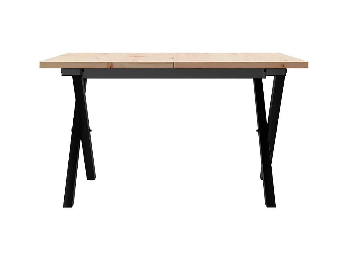 Table basse cadre en X 60x60x40 cm bois de pin massif et acier
