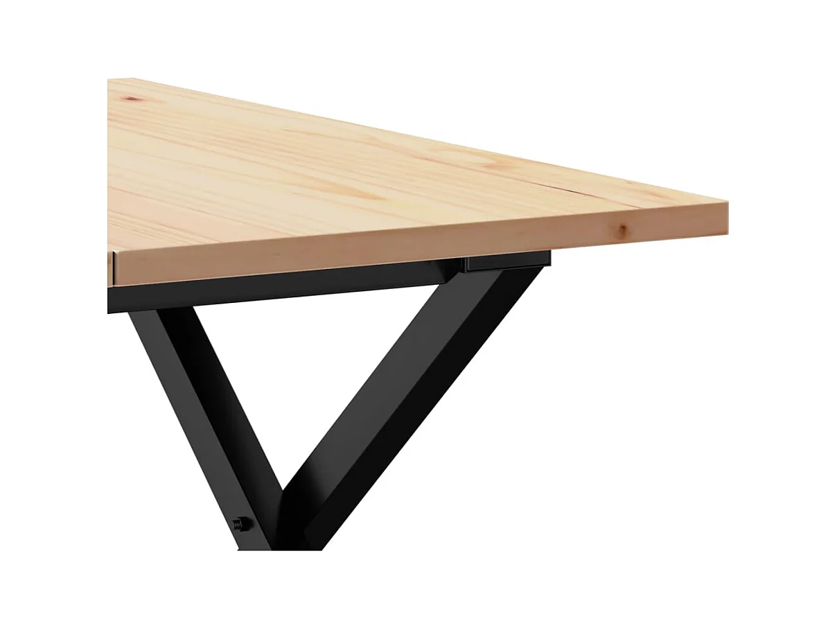 Table basse cadre en X 60x60x40 cm bois de pin massif et acier