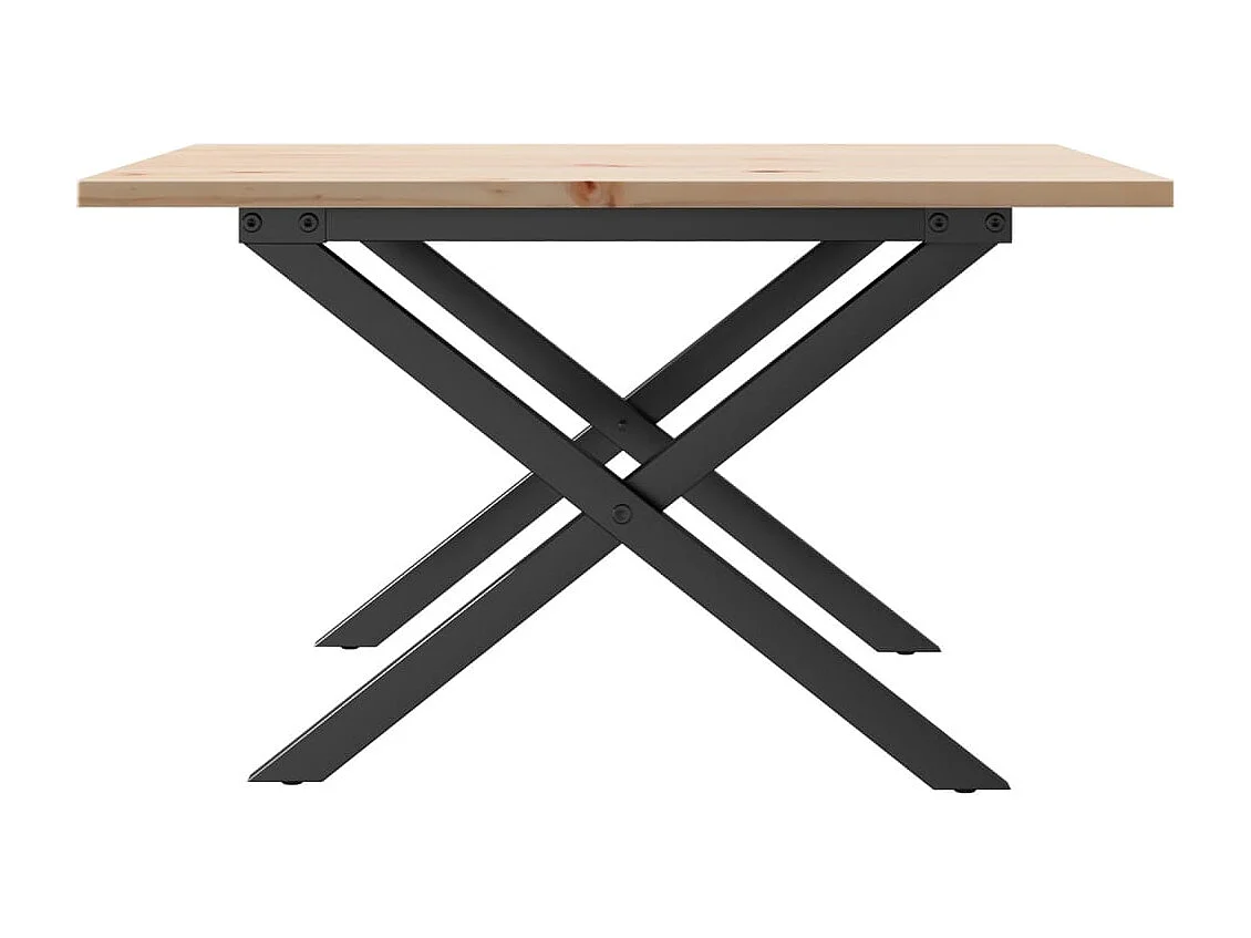 Mesa de centro con estructura en X 60x60x40 cm madera maciza de pino y acero