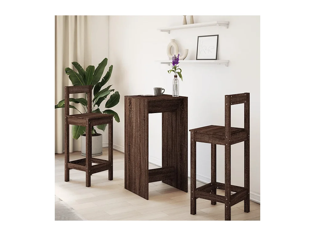 Table de bar chêne marron 51x50x103,5 cm bois d'ingénierie