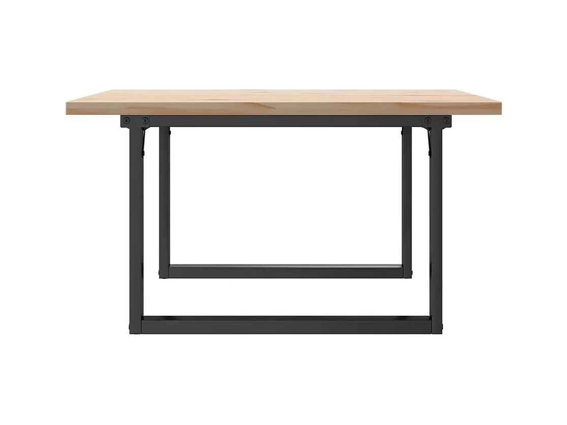 Table basse cadre en O 80x80x45,5cm bois de pin massif et acier