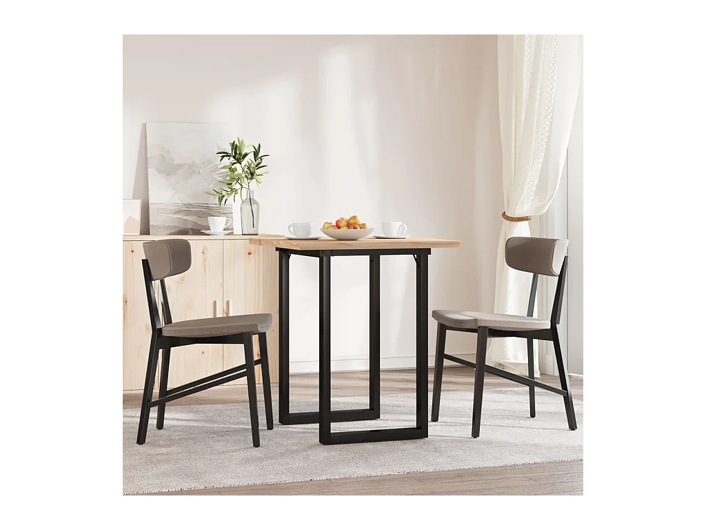 Table à manger cadre en O 70x70x75,5cm bois de pin massif acier