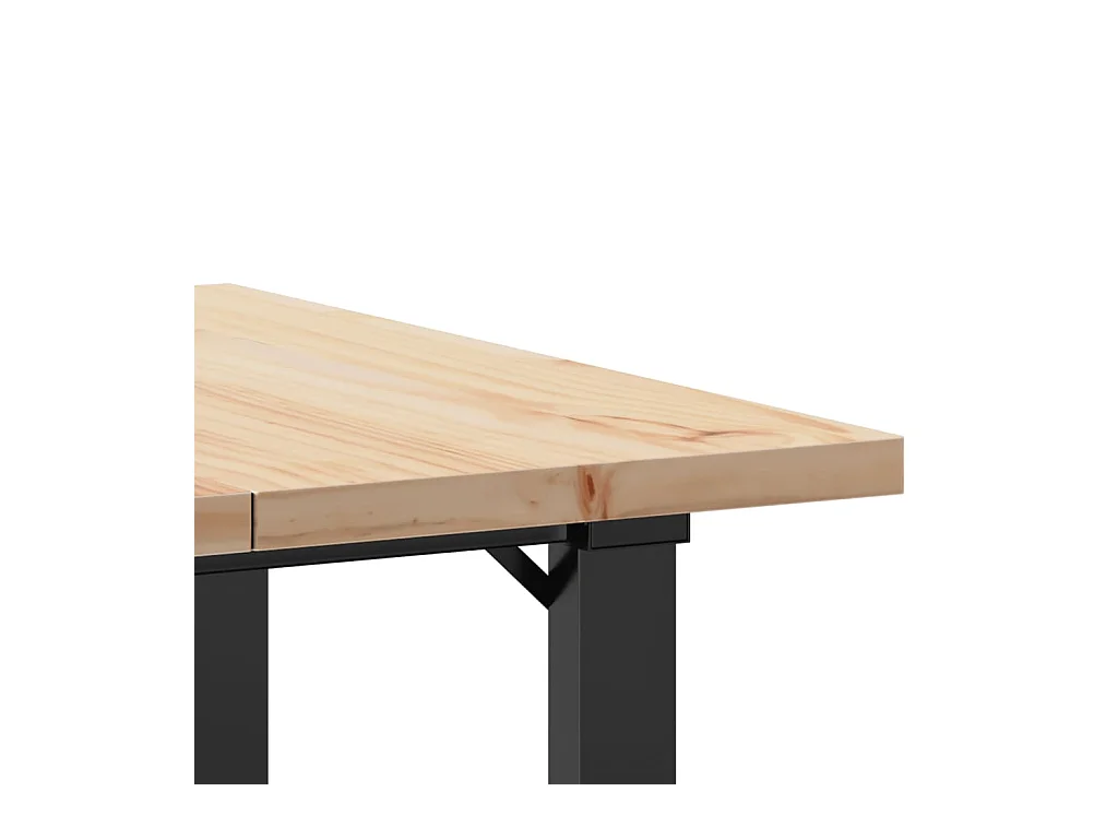 Table à manger cadre en O 70x70x75,5cm bois de pin massif acier