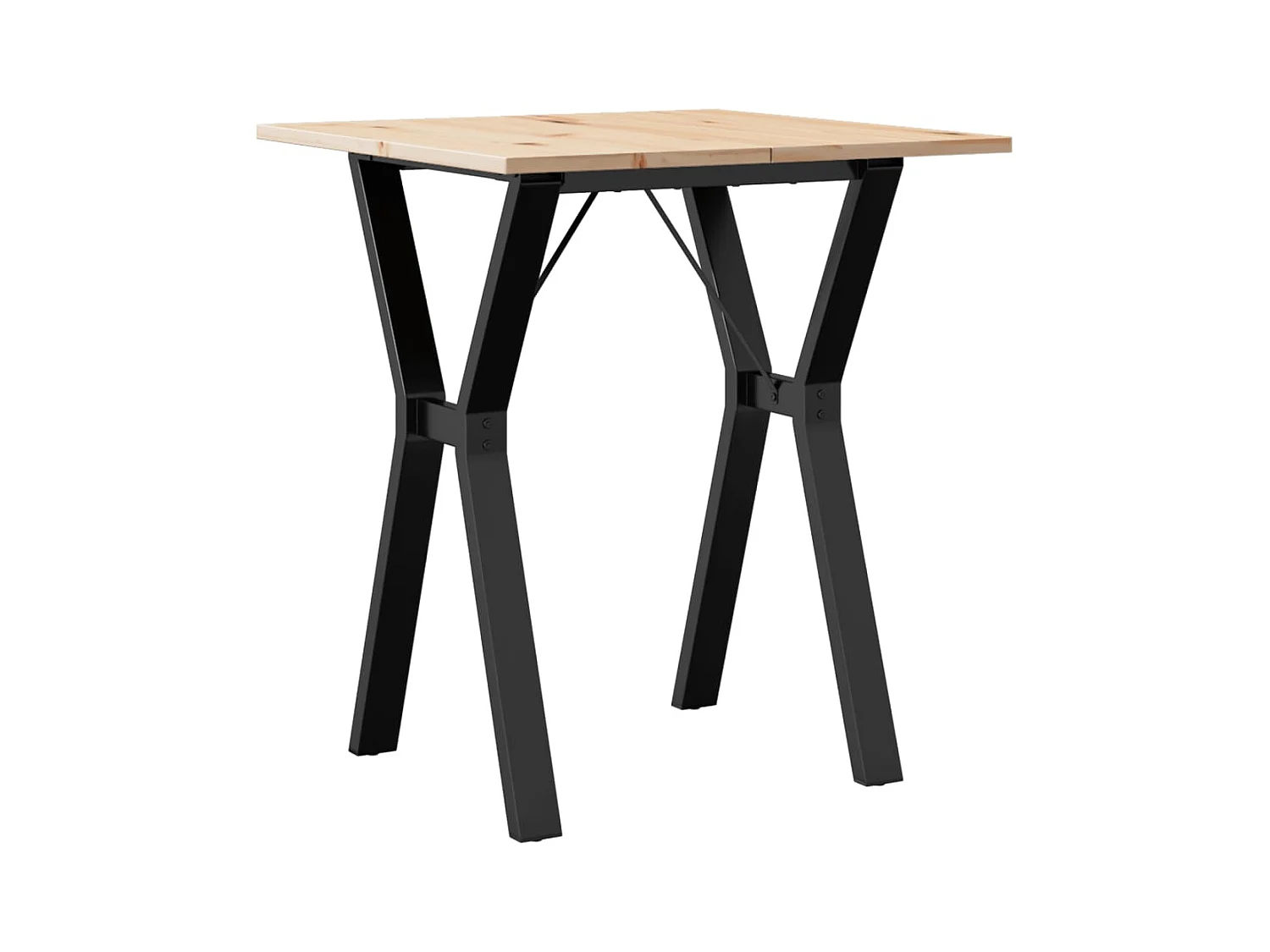 Table à manger cadre en Y 60x60x75 cm bois de pin massif acier